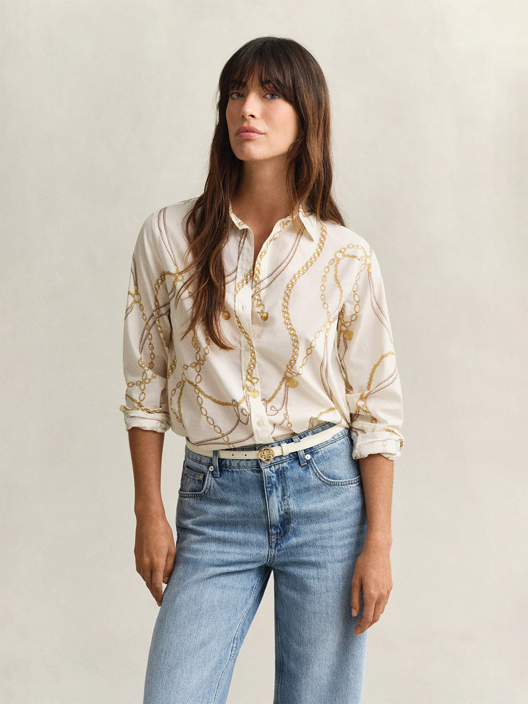 Gant Women White Printed Regular Fit Pure Cotton Shirt - Image 3