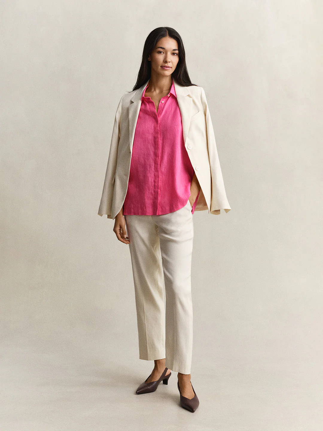 Gant Women Pink Solid Relaxed Fit Pure Linen Shirt - Image 4