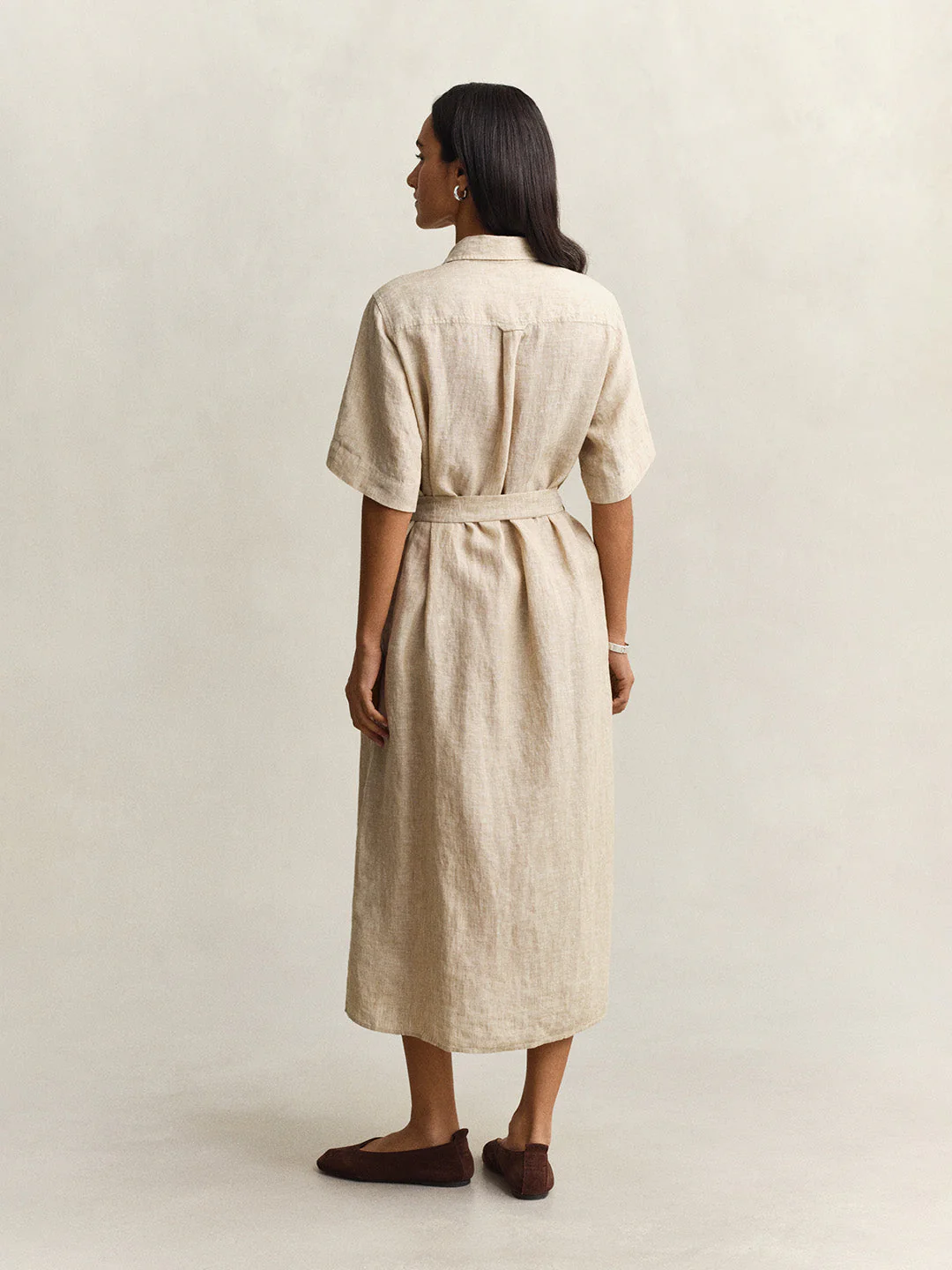 Gant Women Beige Solid Regular Fit Linen Dress - Image 5