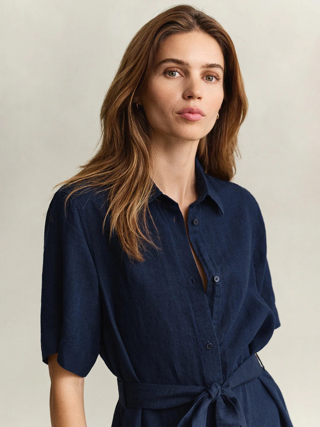 Gant Women Navy Blue Solid Regular Fit Linen Dress - Image 2
