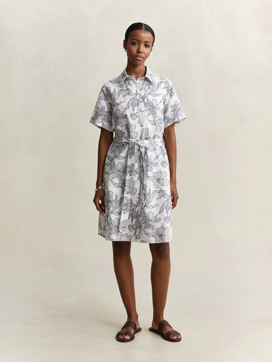 Gant Women White Floral Regular Fit Linen Dress - Image 7