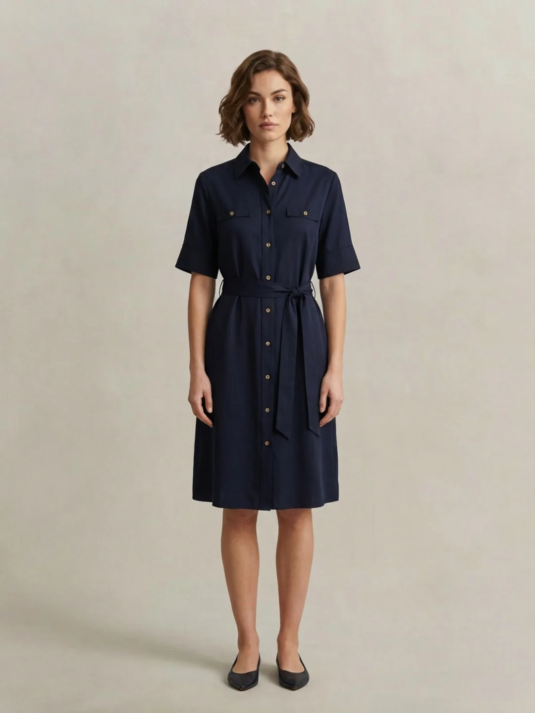 Gant Women Navy Blue Solid Regular Fit Dress