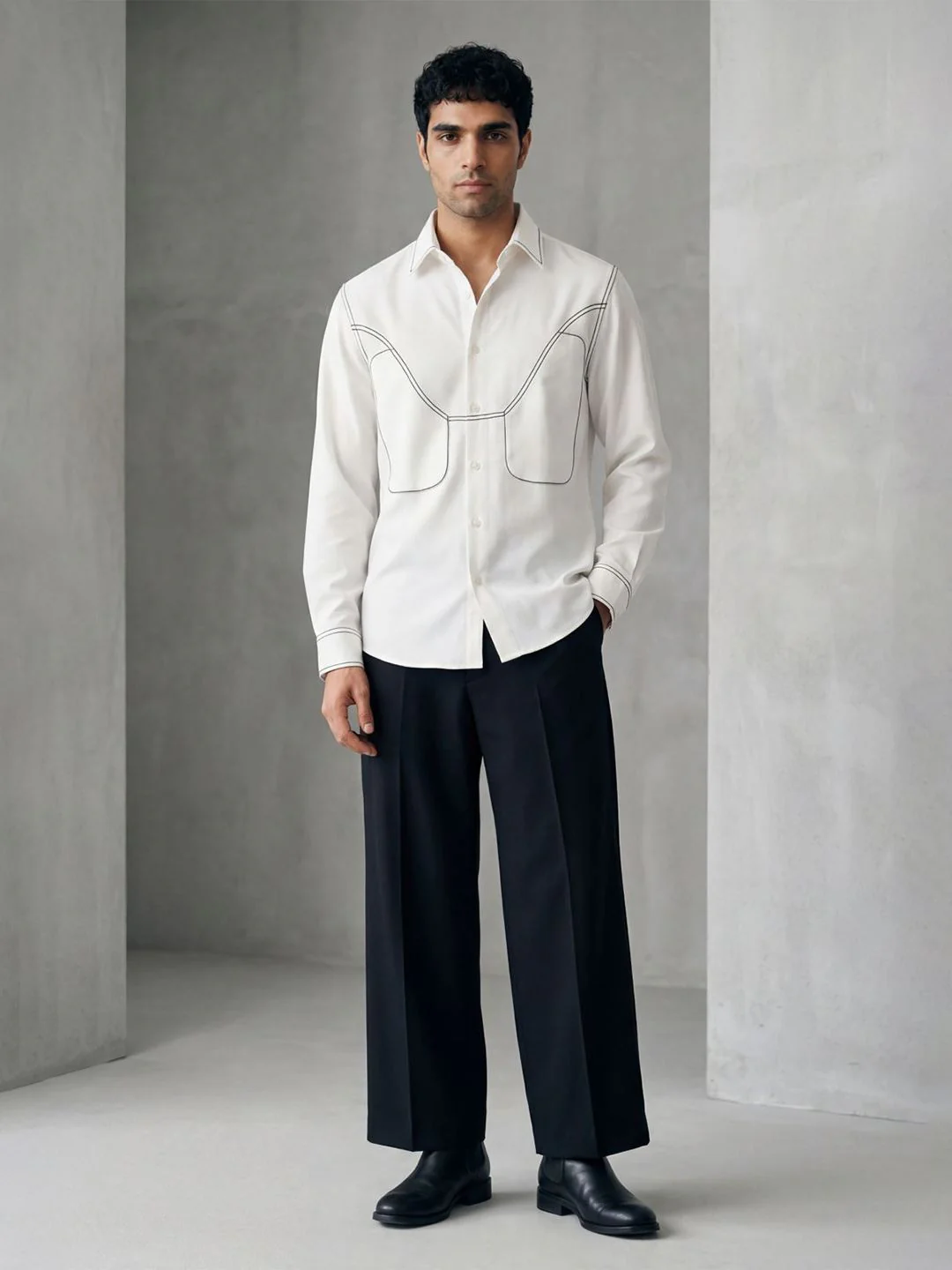 House Of Rohit Doshi Men White Embroidered Slim Fit Shirt - Image 2