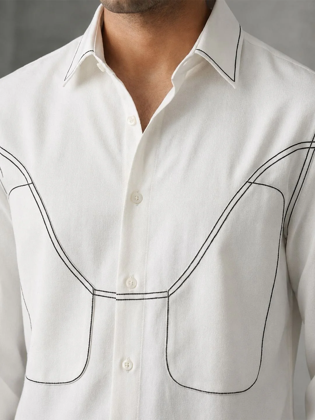 House Of Rohit Doshi Men White Embroidered Slim Fit Shirt - Image 4