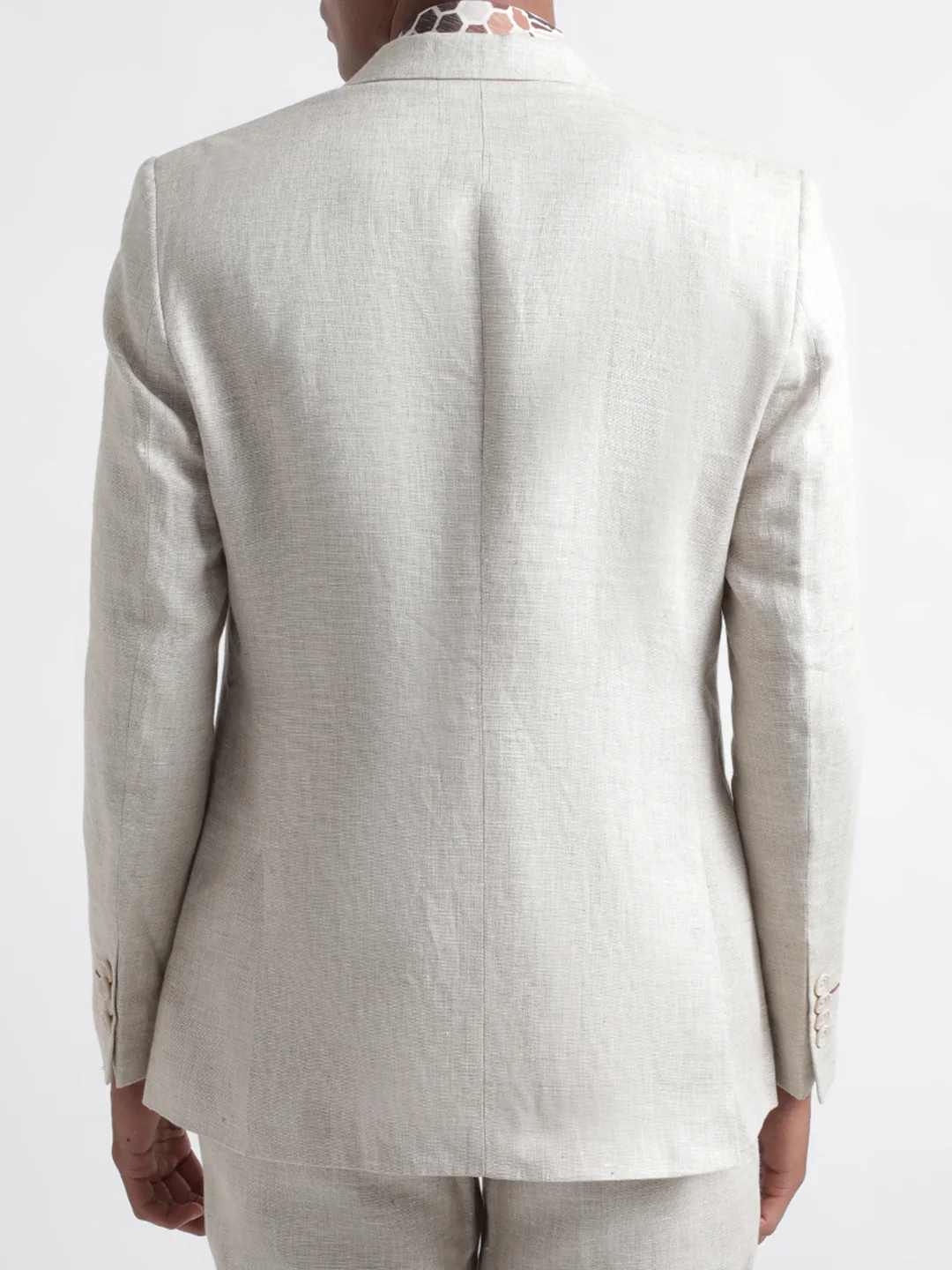 Iconic Men Beige Solid Notch Collar Blazer - Image 3