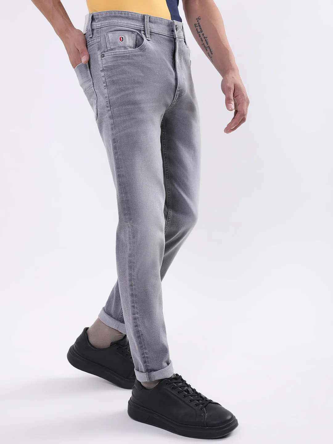 Iconic Men Grey Embroidered Slim Fit Jeans - Image 2