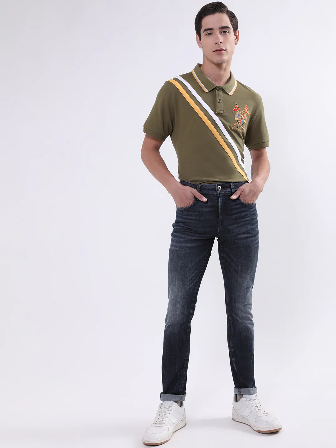 Iconic Men Blue Embroidered Skinny Fit Jeans - Image 4