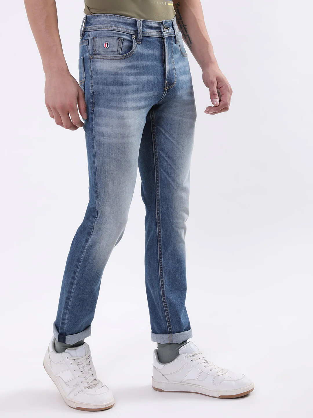 Iconic Men Blue Embroidered Skinny Fit Jeans - Image 2