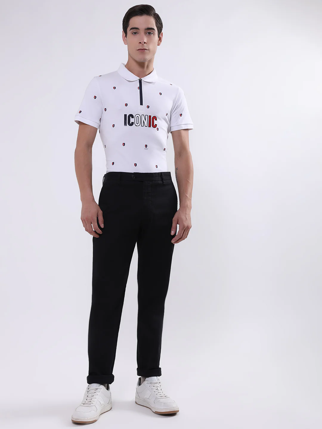 Iconic Men Black Solid Regular Fit Trouser - Image 5