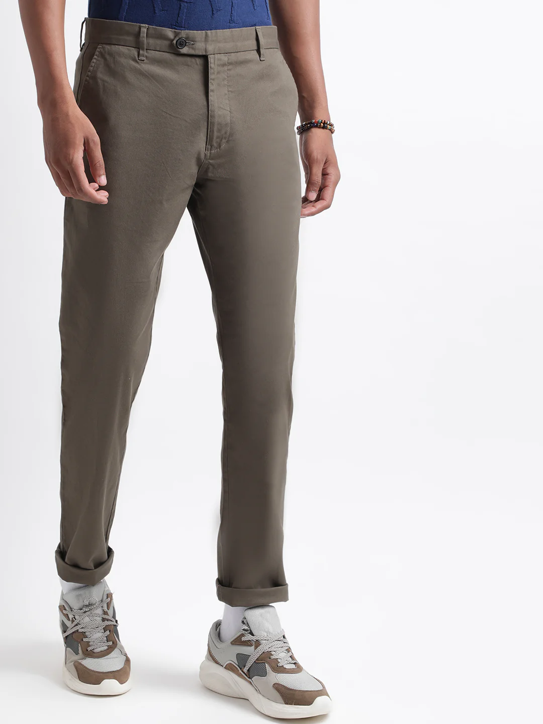 Iconic Men Olive Solid Regular Fit Trouser - Image 2