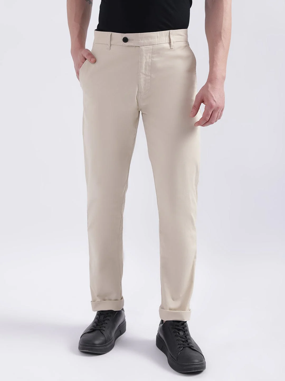 Iconic Men Beige Slim Fit Trouser