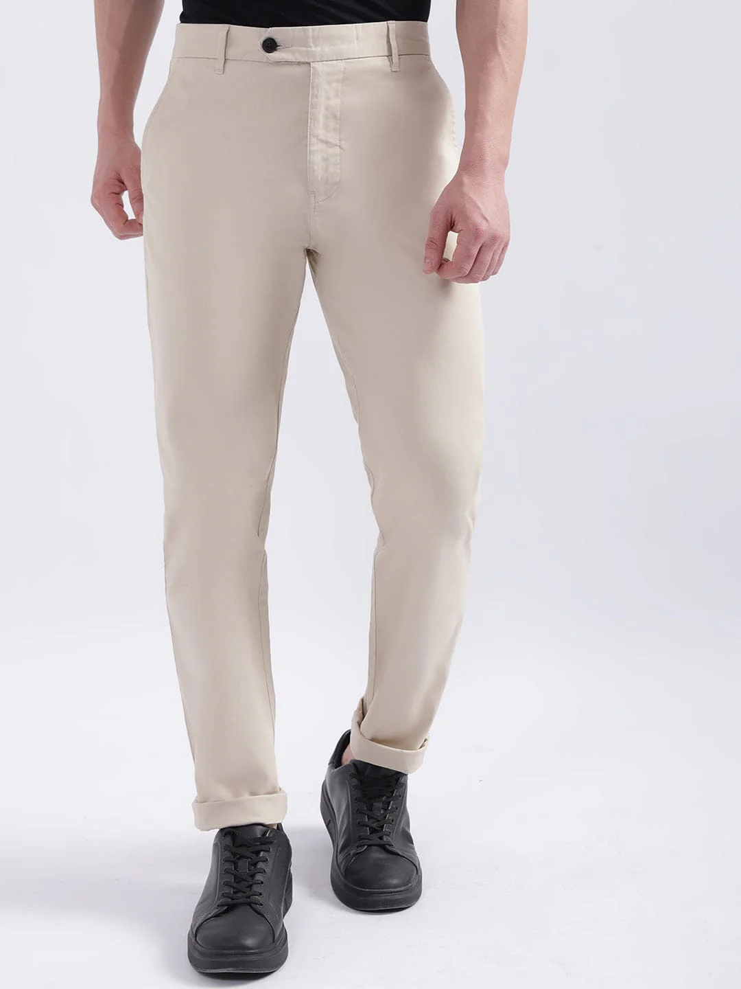 Iconic Men Beige Slim Fit Trouser - Image 2