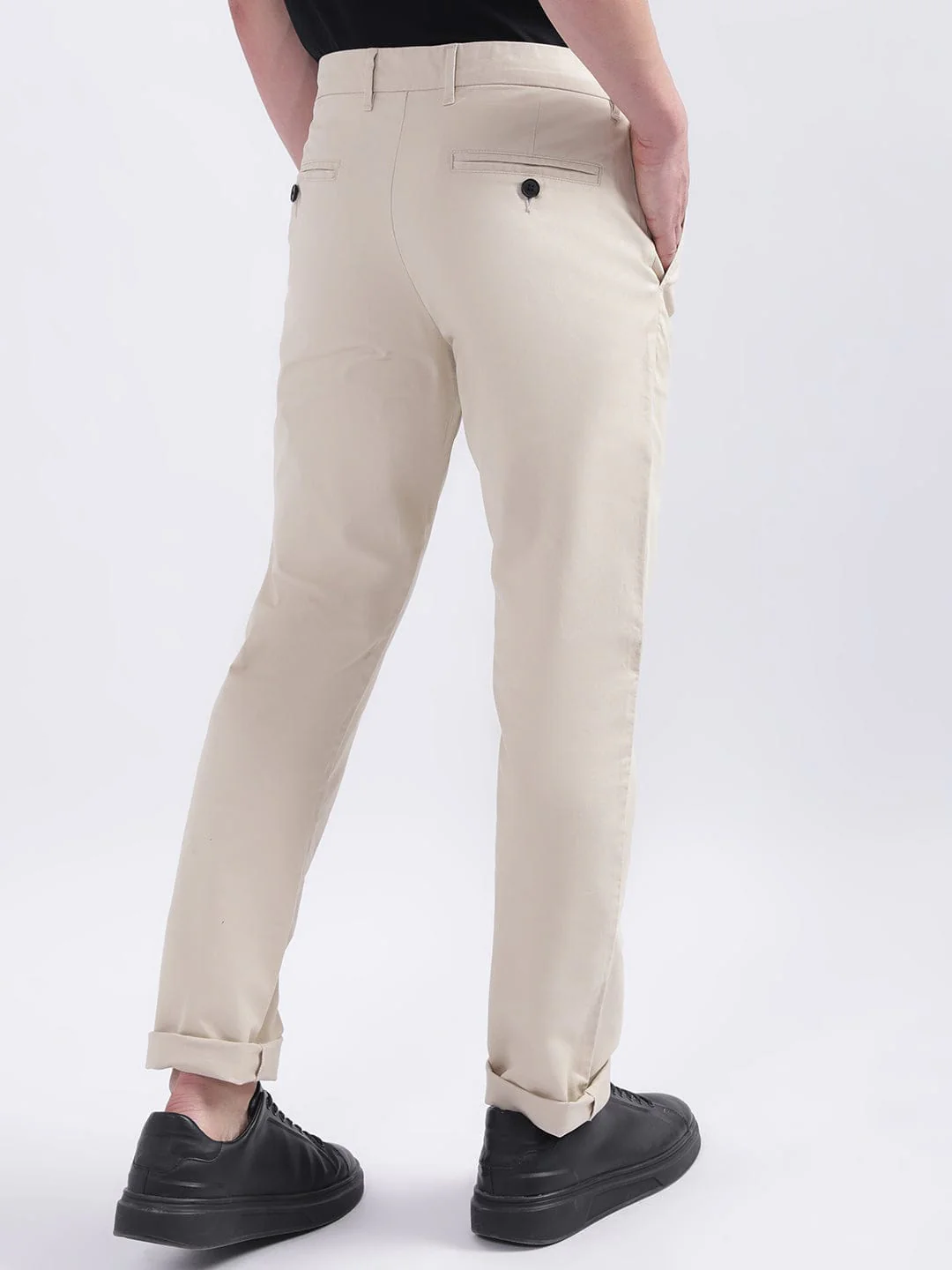 Iconic Men Beige Slim Fit Trouser - Image 4