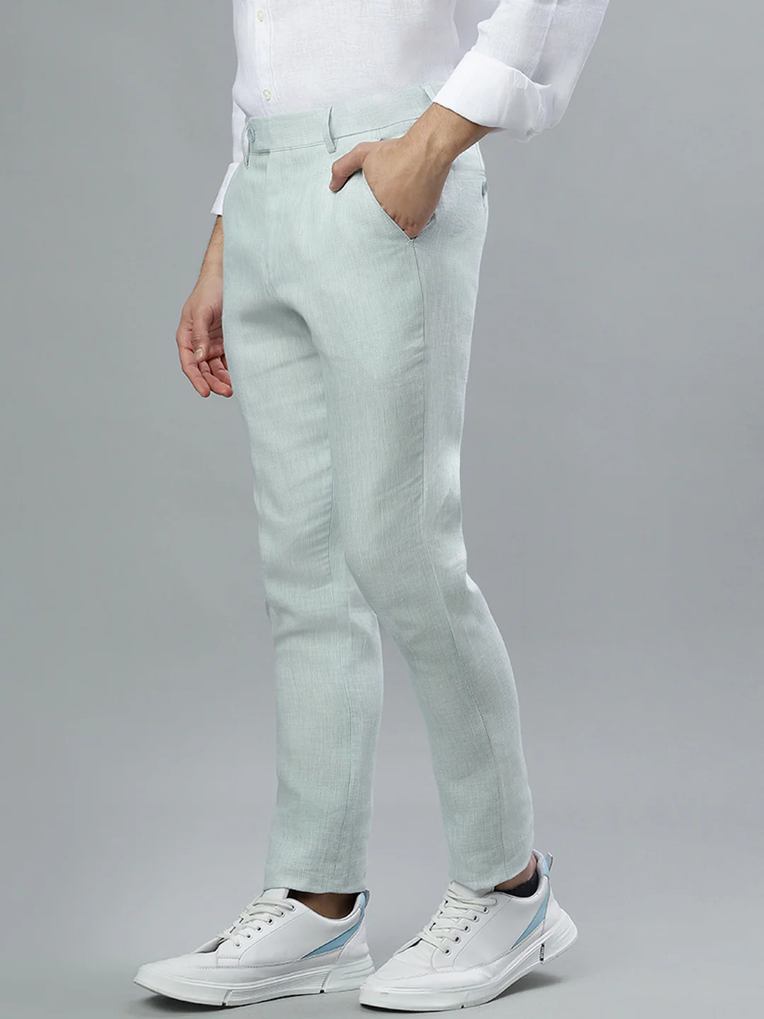 Iconic Men Mint Solid Regular Fit Trouser - Image 3