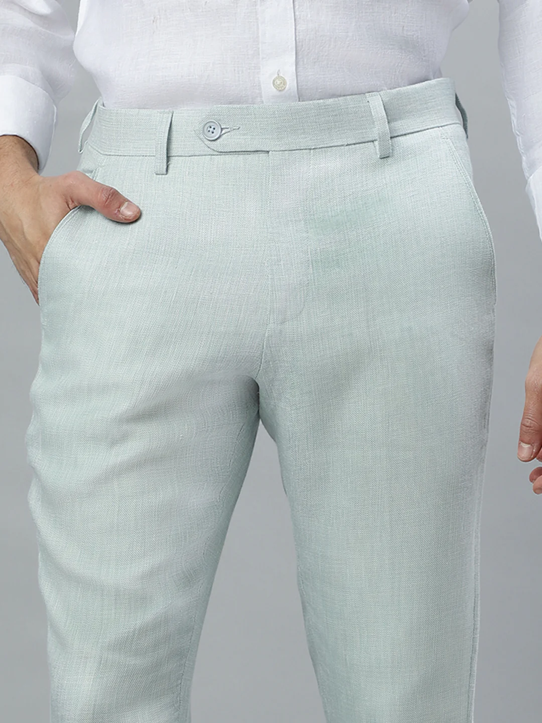 Iconic Men Mint Solid Regular Fit Trouser - Image 6
