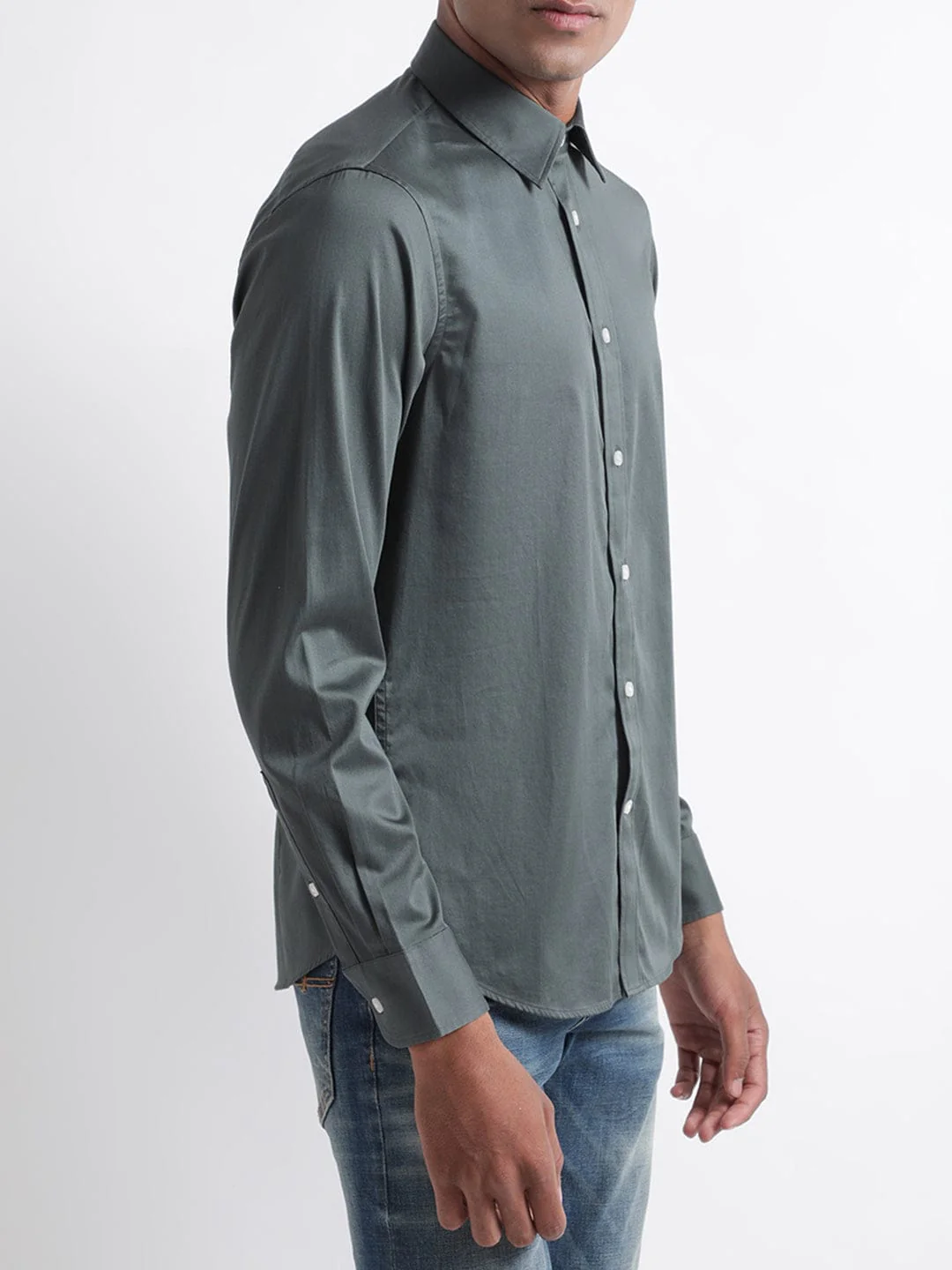 Iconic Men Green Shirt Collar Shirt - Image 2