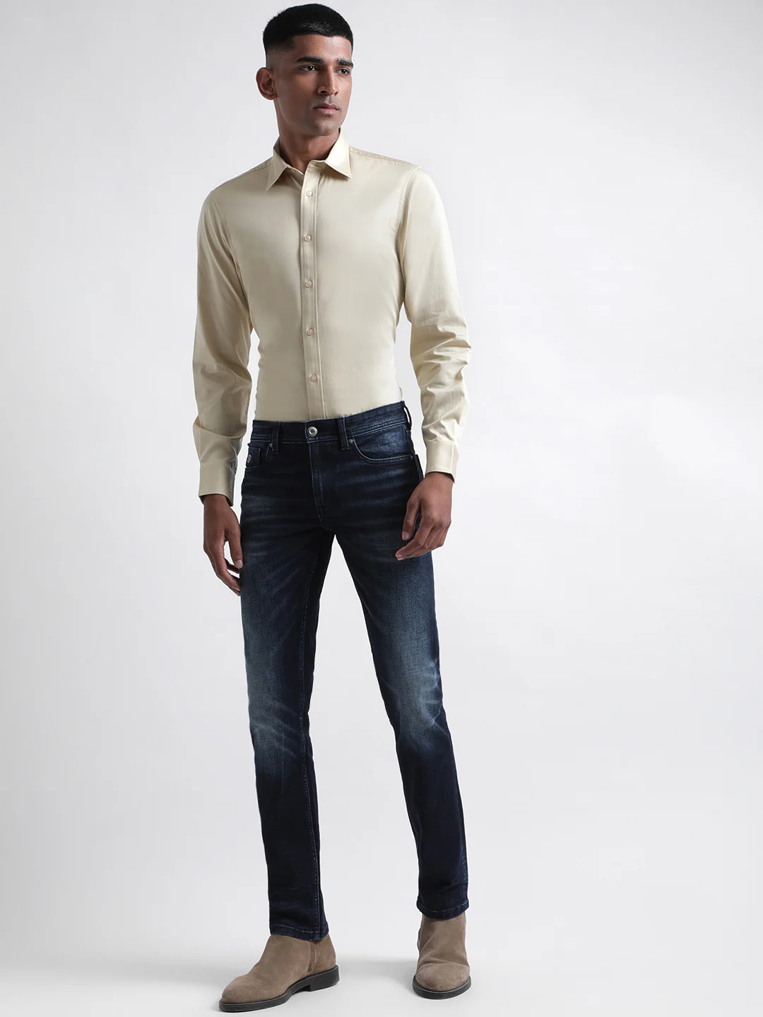 Iconic Men Beige Solid Spread Collar Full Sleeves Shirt - Image 6