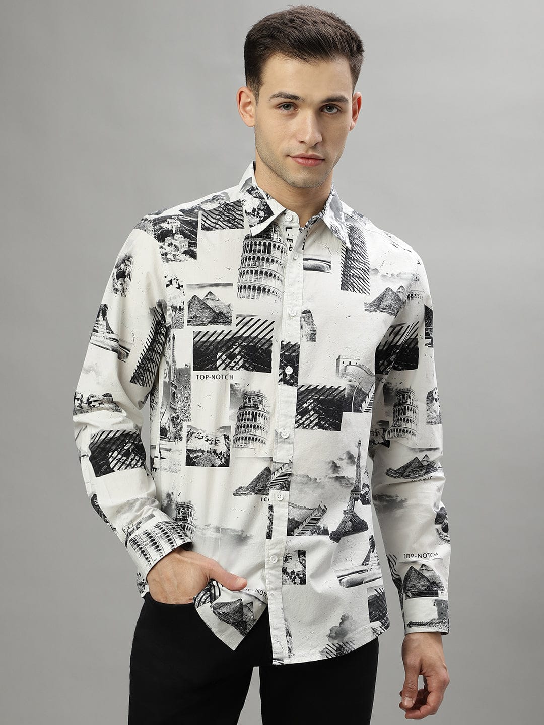 Iconic Men Black Shirt Collar Shirt - Image 2