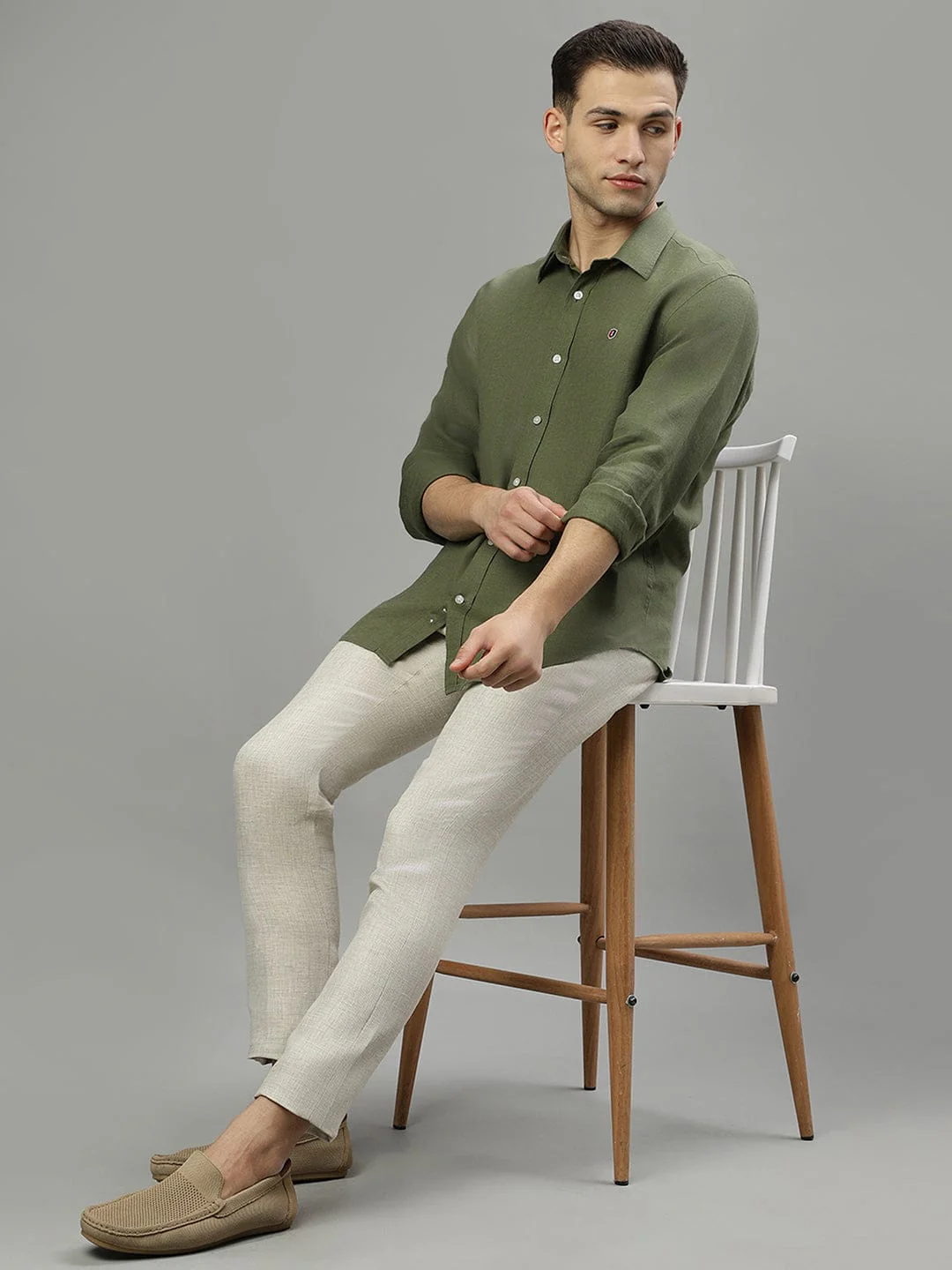 Iconic Men Green Shirt Collar Shirt - Image 5