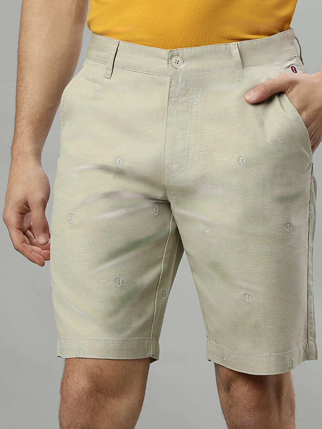 Iconic Men Beige Regular Fit Shorts - Image 5