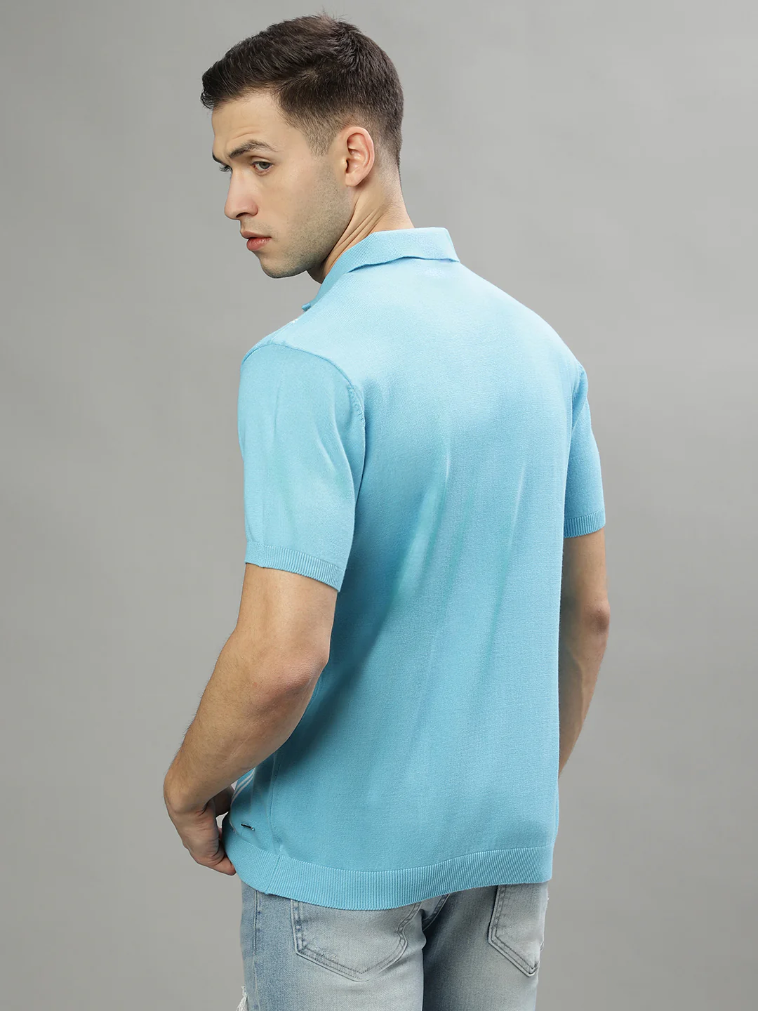 Iconic Blue Striped Regular Fit Polo Tshirt - Image 4