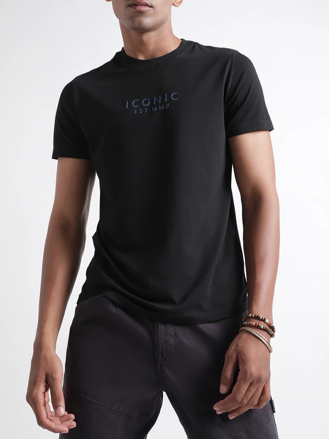 Iconic Black Fashion Logo Regular Fit Tshirt