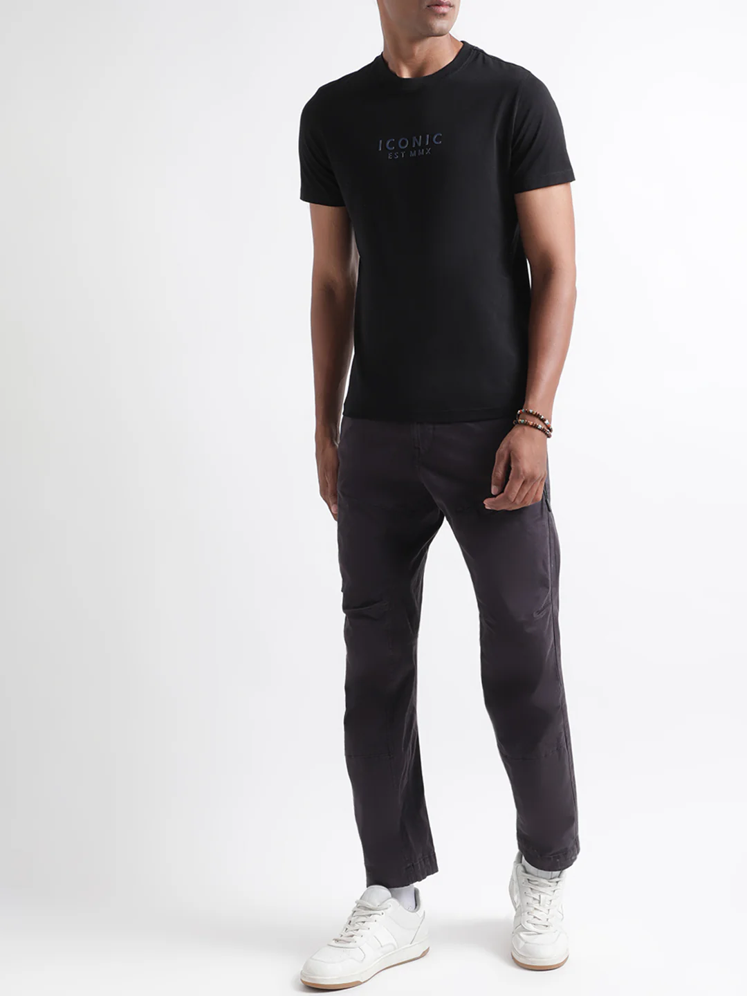 Iconic Black Fashion Logo Regular Fit Tshirt - Image 4