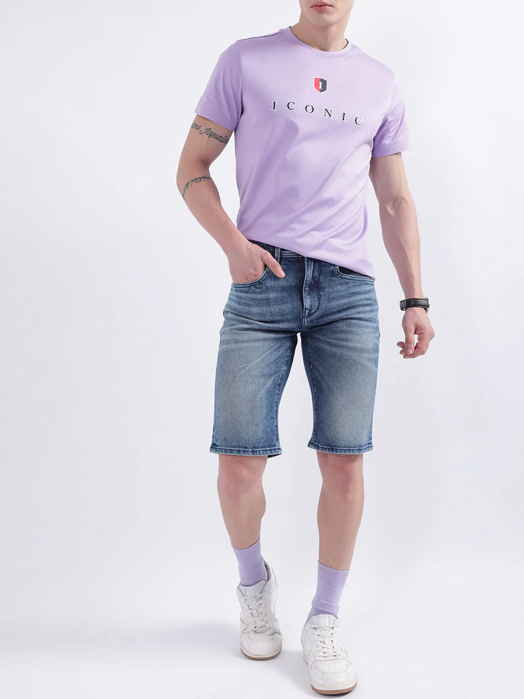 Iconic Men Purple Crew Neck Tshirt - Image 5