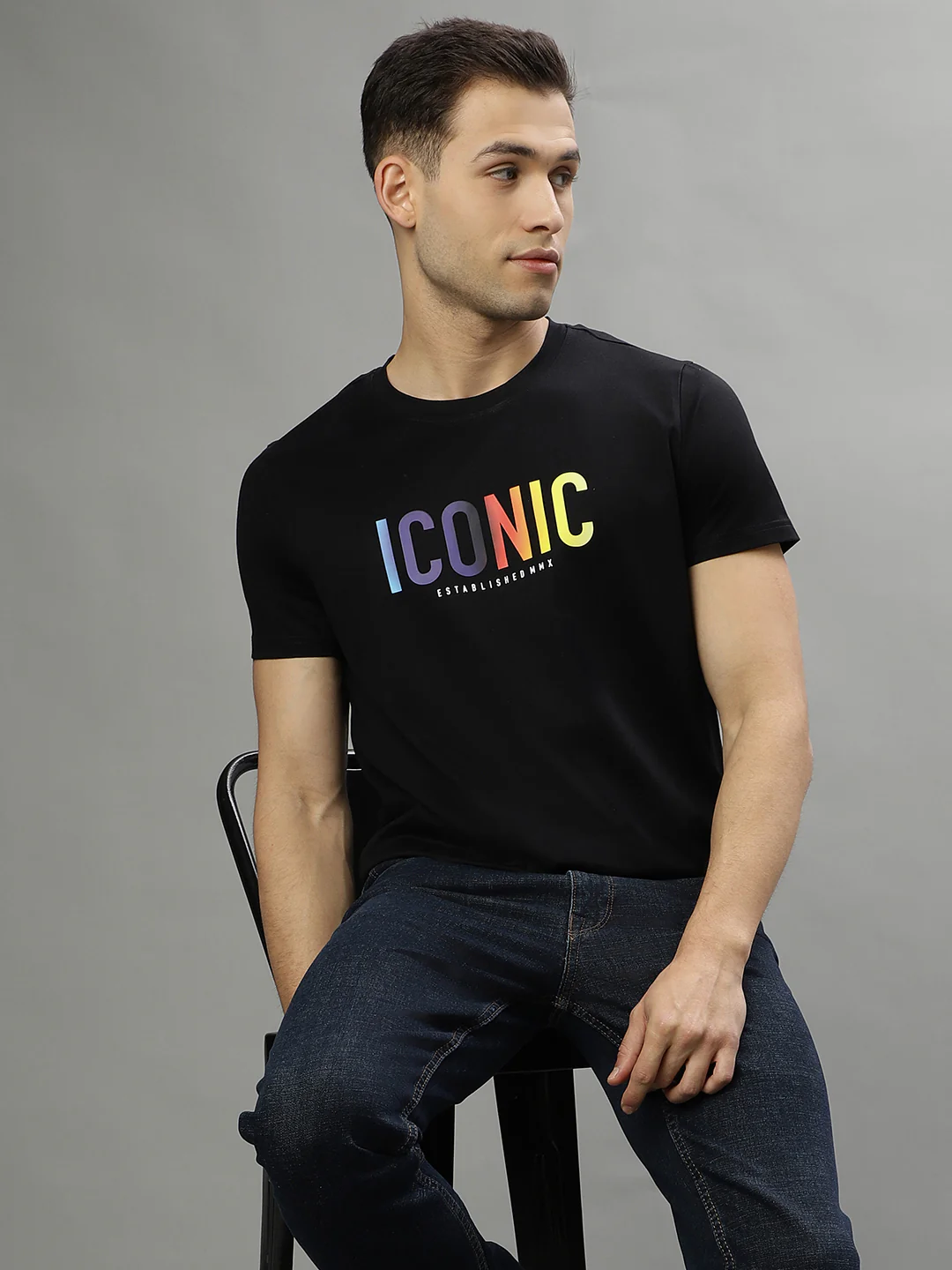 Iconic Black Logo Regular Fit Tshirt