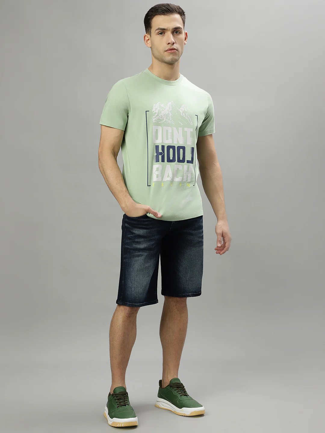 Iconic Green Printed Regular Fit Tshirt - Image 5