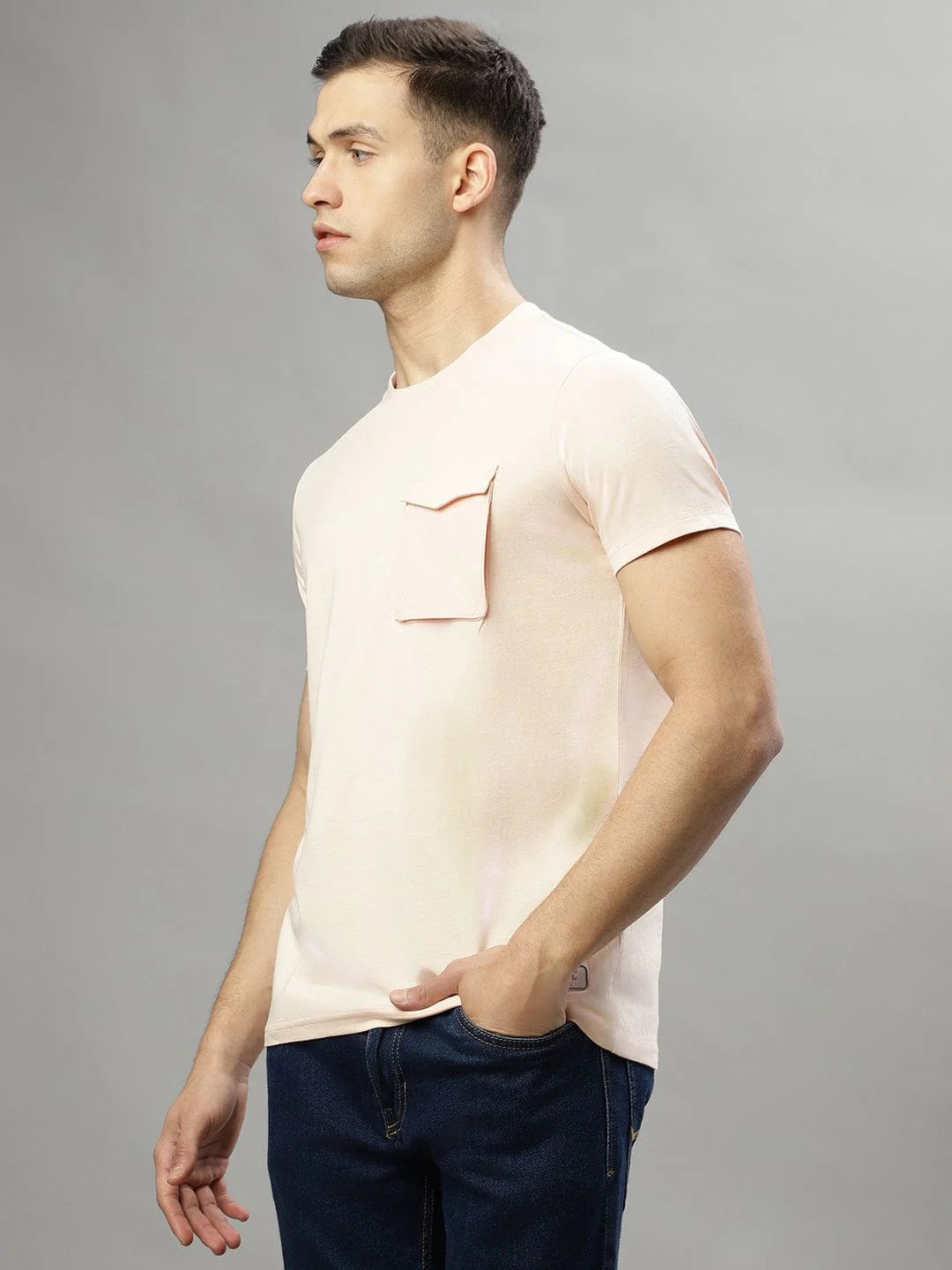 Iconic Men Pink Crew Neck Tshirt - Image 3
