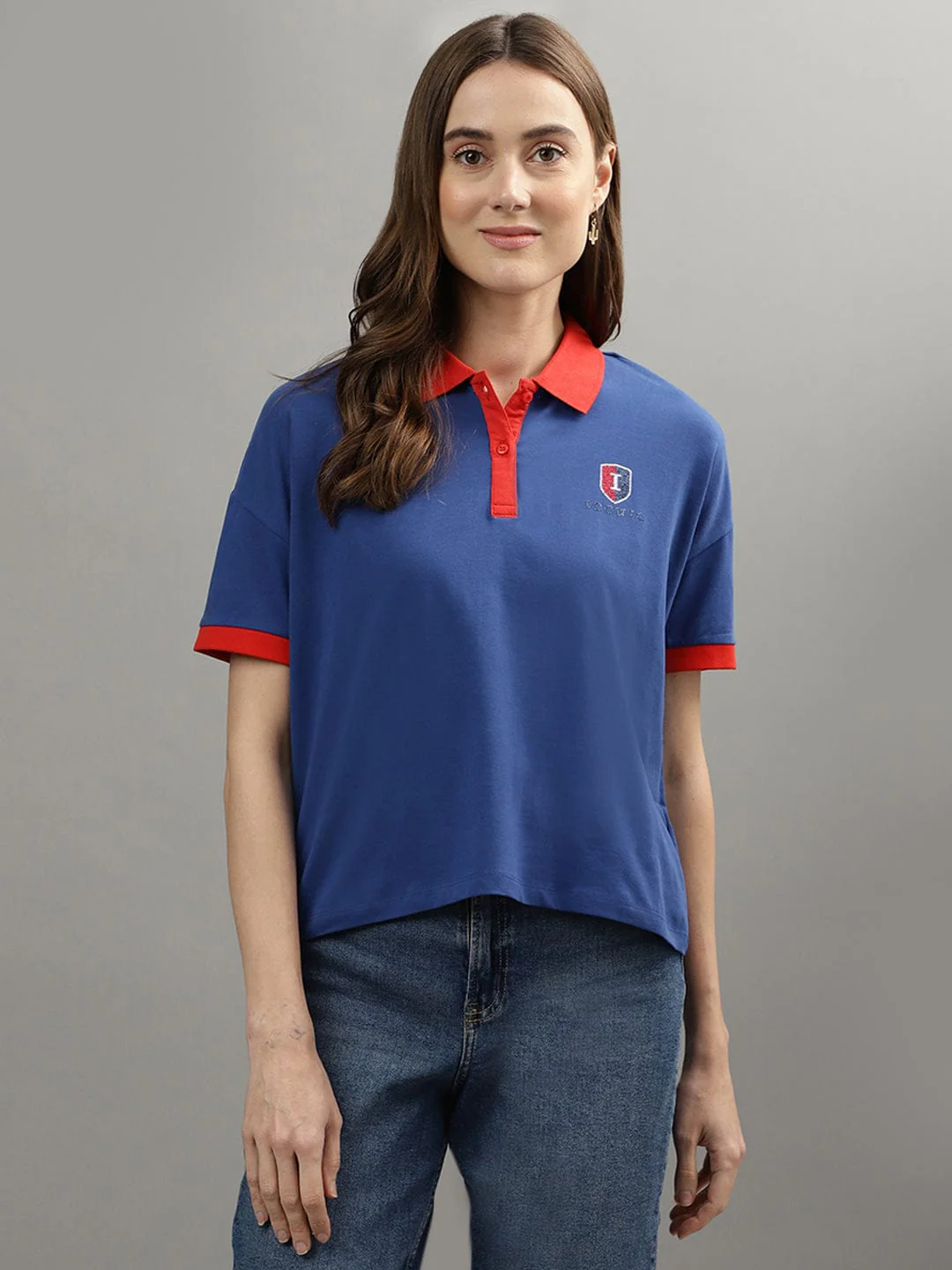 Iconic Women Blue Polo Tshirt - Image 2