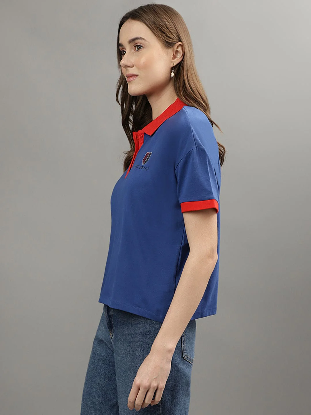 Iconic Women Blue Polo Tshirt - Image 3