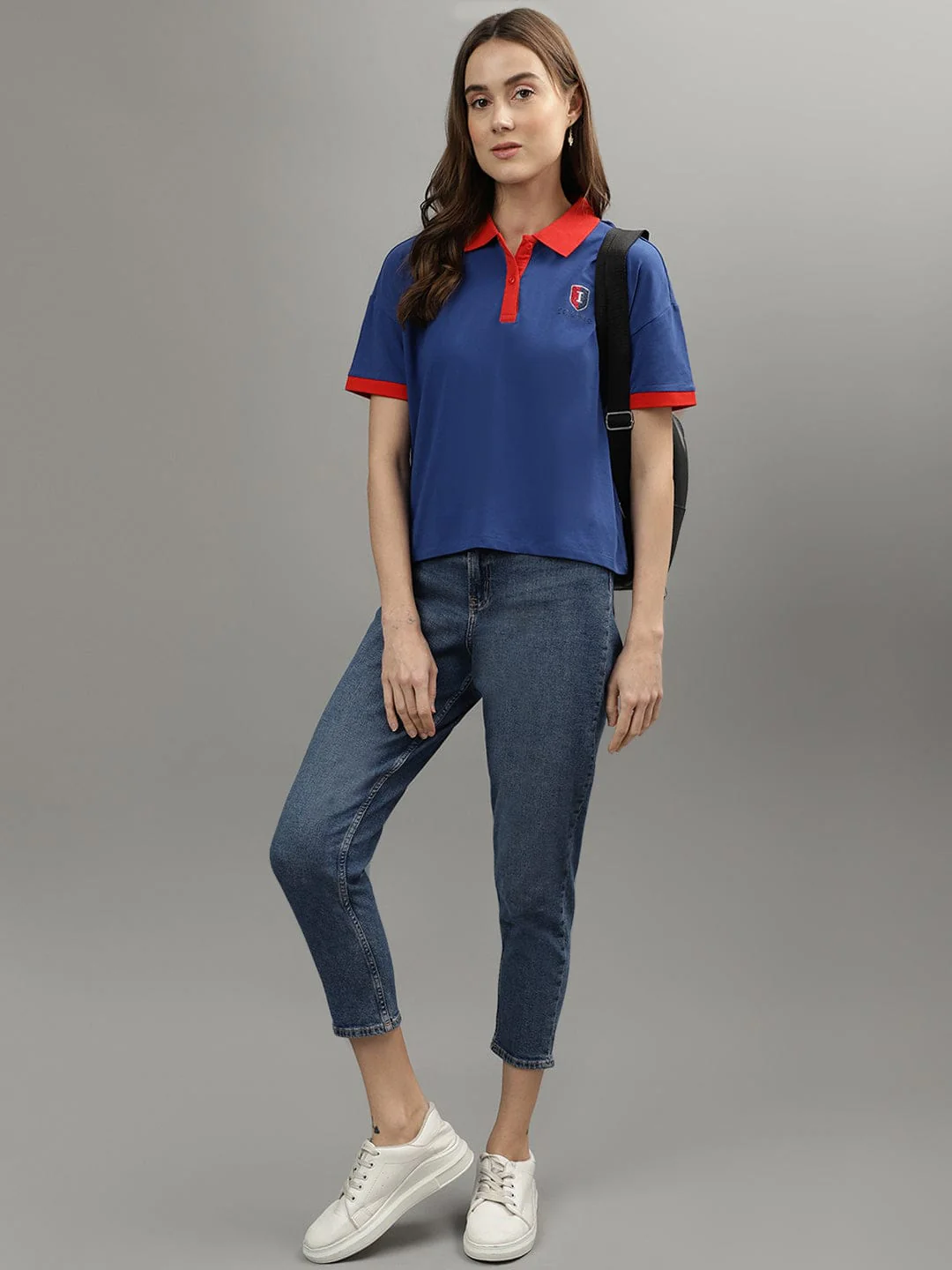 Iconic Women Blue Polo Tshirt - Image 5