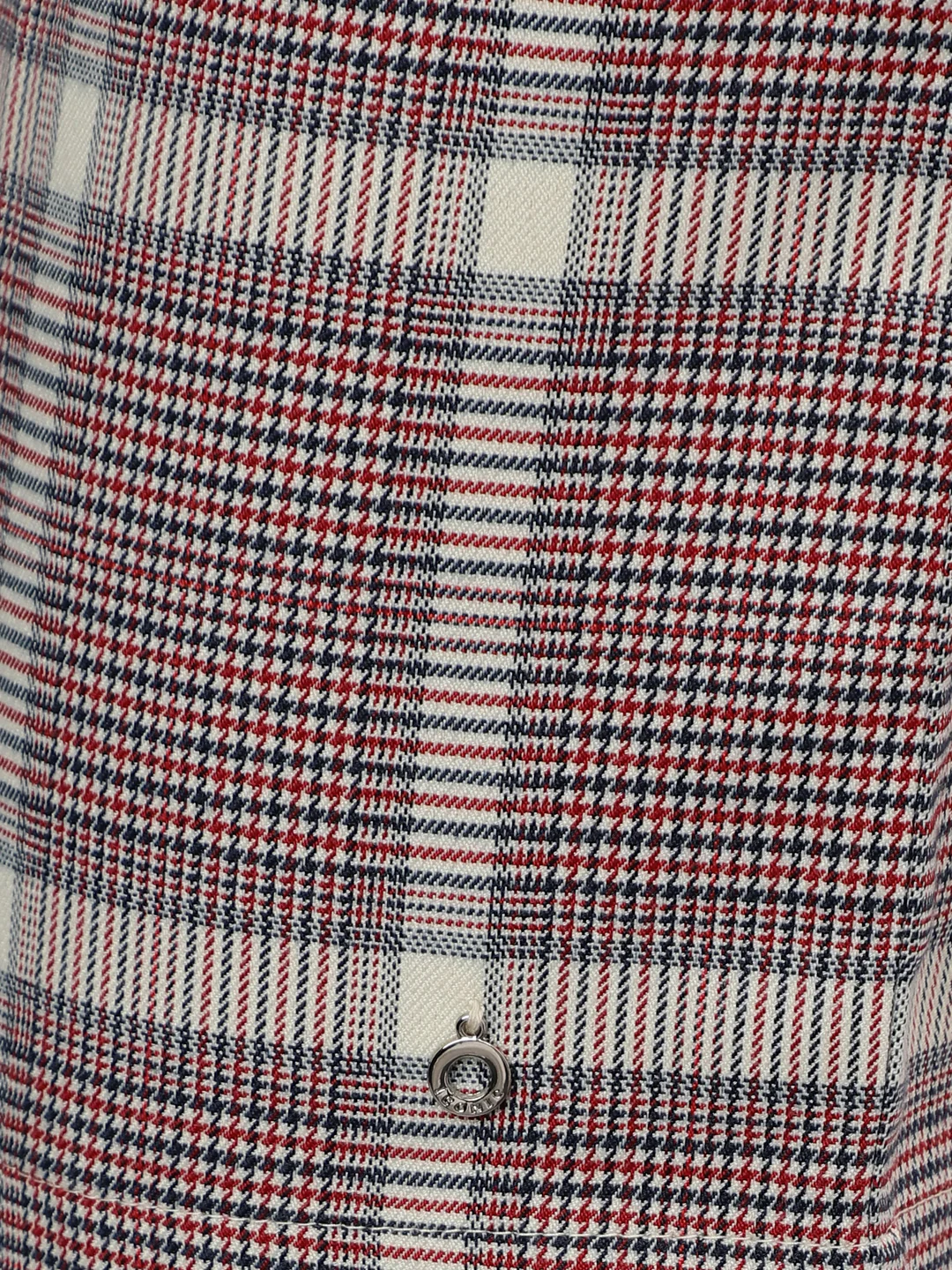 Iconic Women Red Checked Round Neck Short Sleeves Bodycon Dress - Image 7