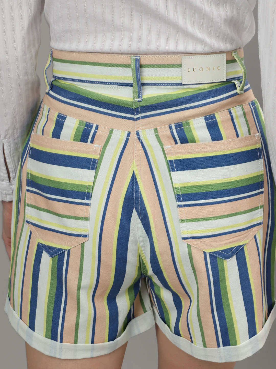 Iconic Women Multi Striped Regular Fit Shorts - Image 7