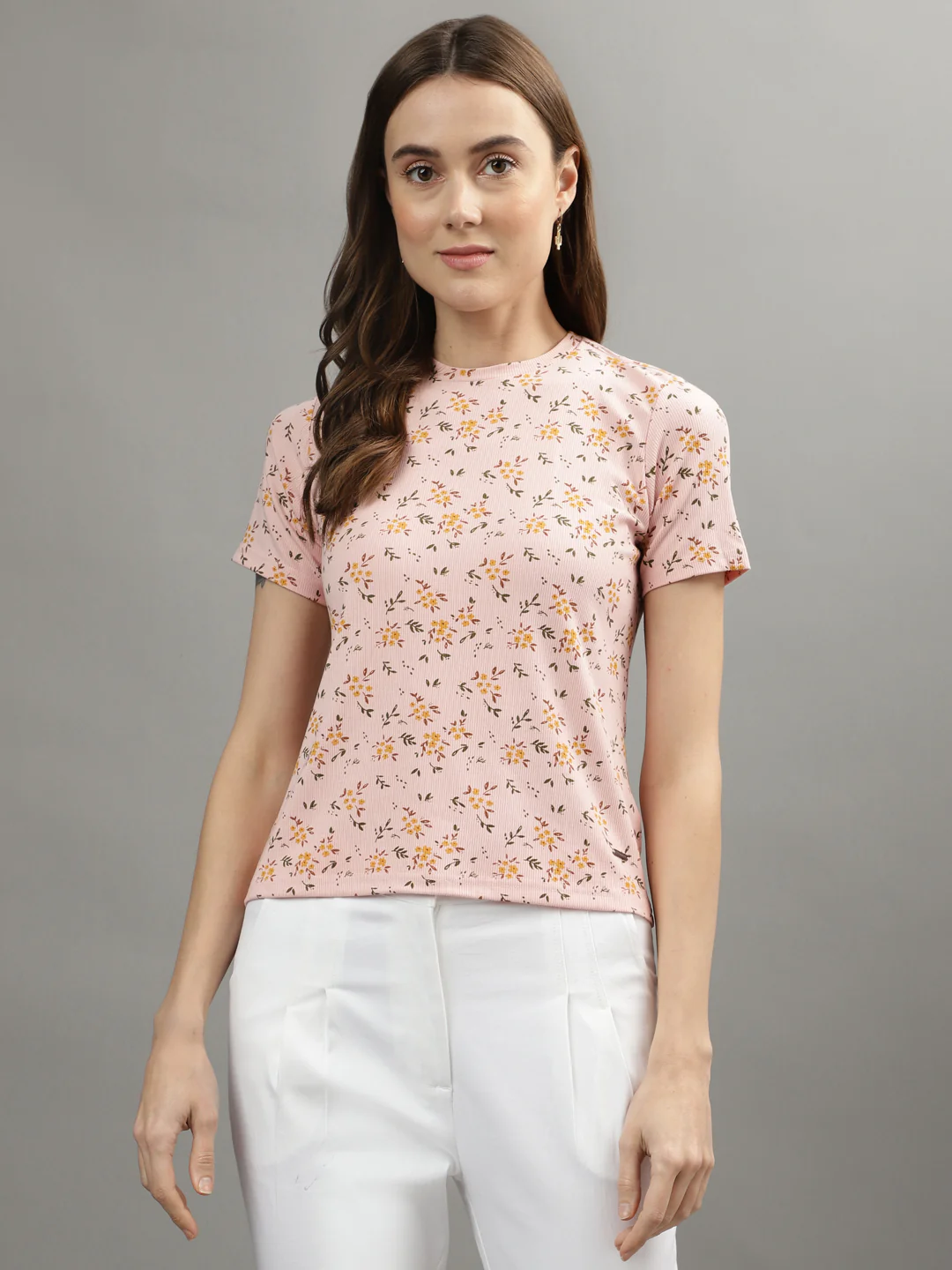 Iconic Women Multicolor Printed Round Neck Short Sleeves Tshirt - Image 2