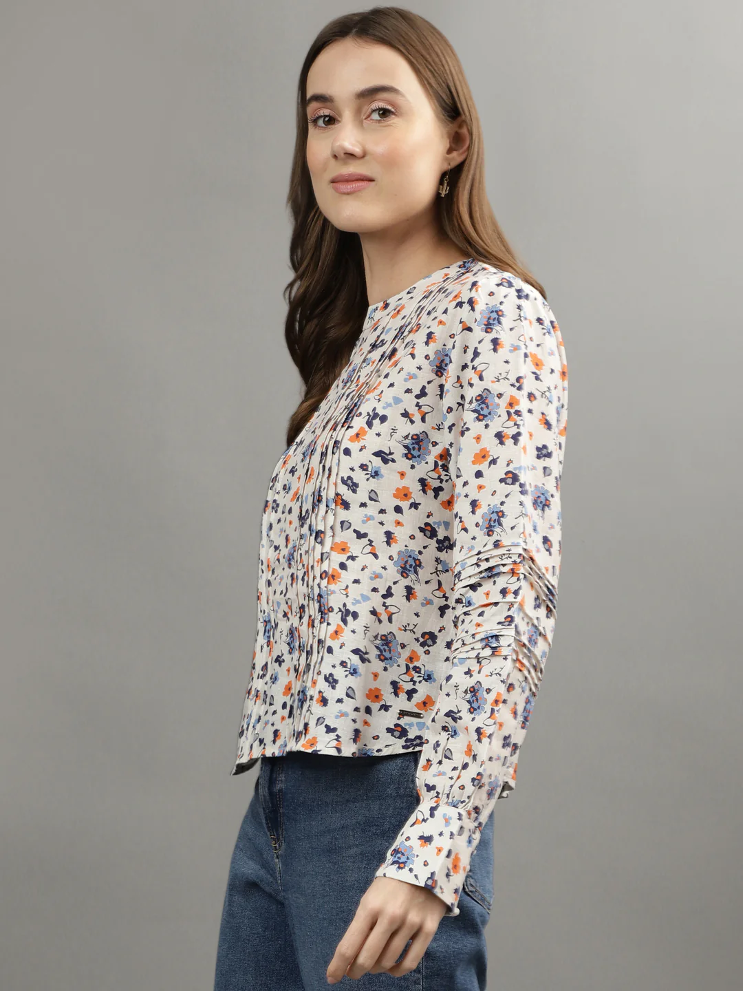 Iconic Women Multi Solid Band Collar Top - Image 3