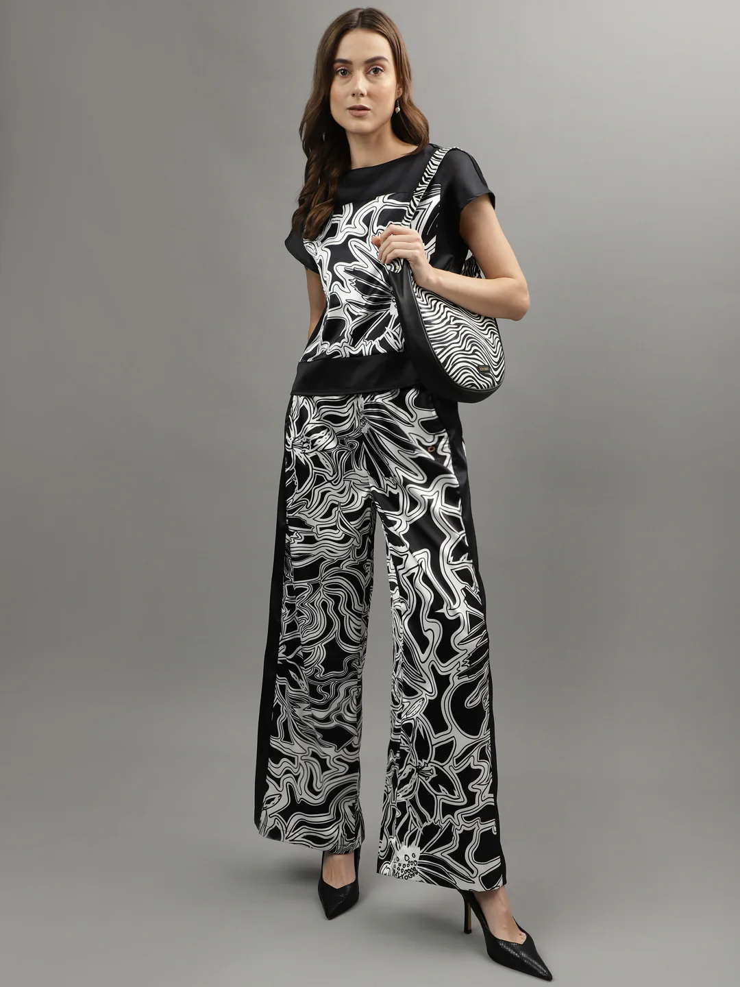 Iconic Women Black Printed Round Neck Top - Image 5
