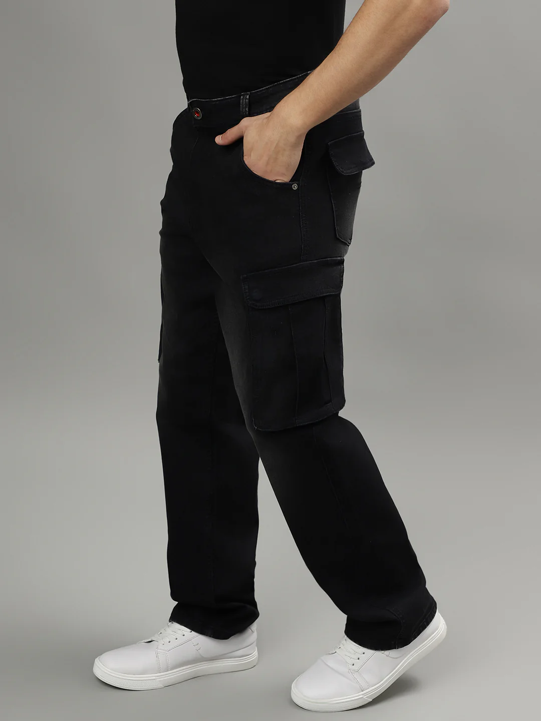 Iconic Men Black Solid Regular Fit Mid-Rise Jeans - Image 2