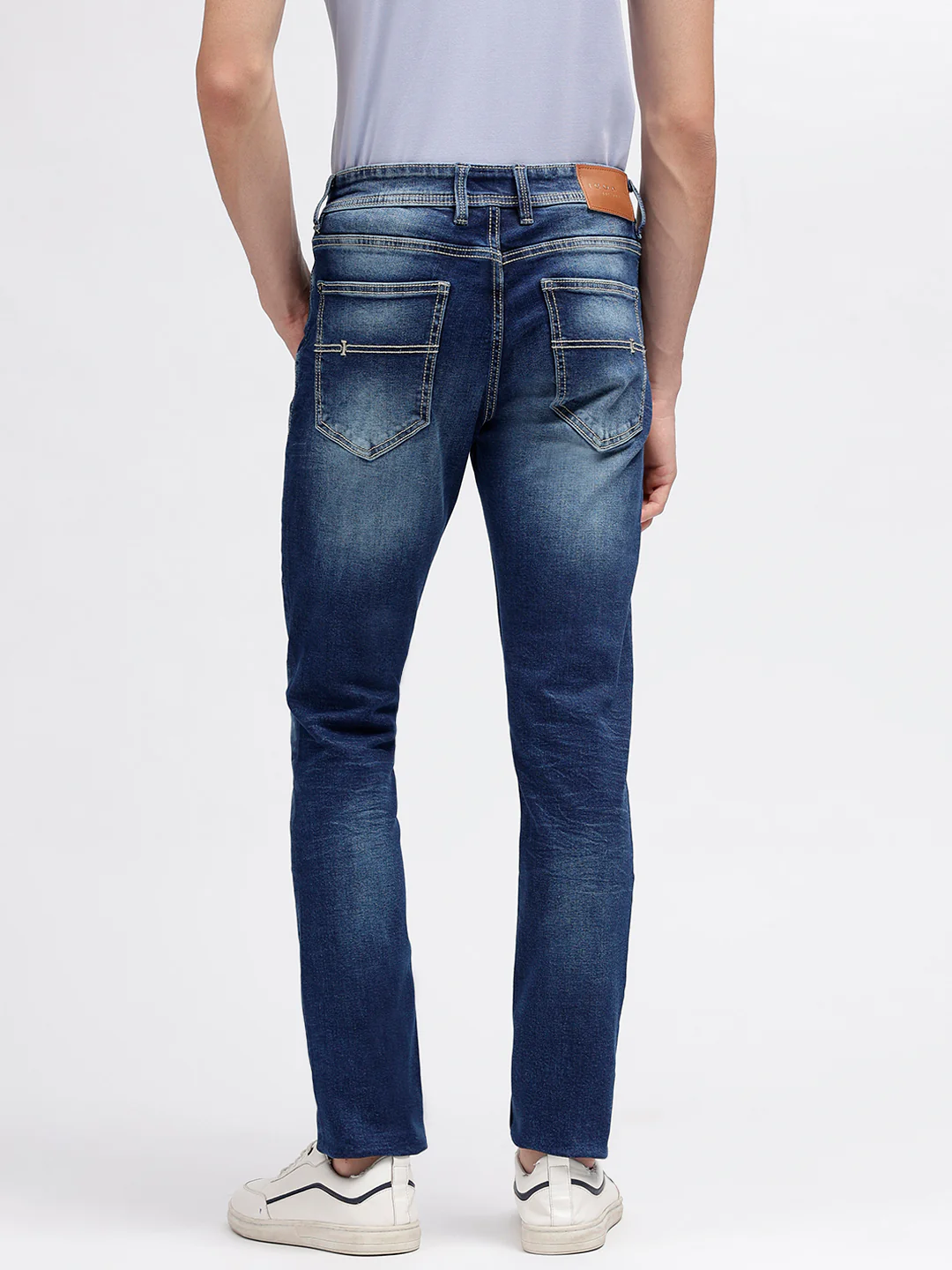 Iconic Men Blue Washed Mid-Rise Skinny Fit Jeans - Image 3