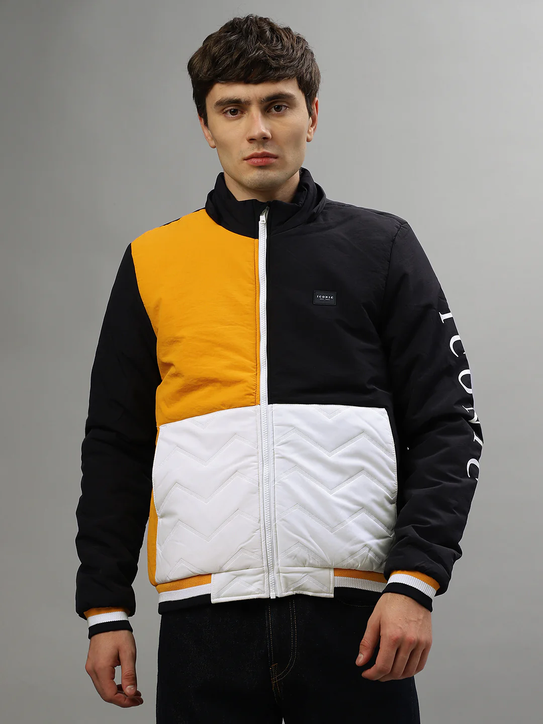 Iconic Men Blue Colorblocked Hooded Full Sleeves Jacket - Image 2