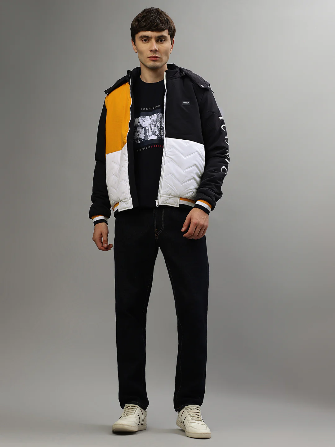 Iconic Men Blue Colorblocked Hooded Full Sleeves Jacket - Image 5