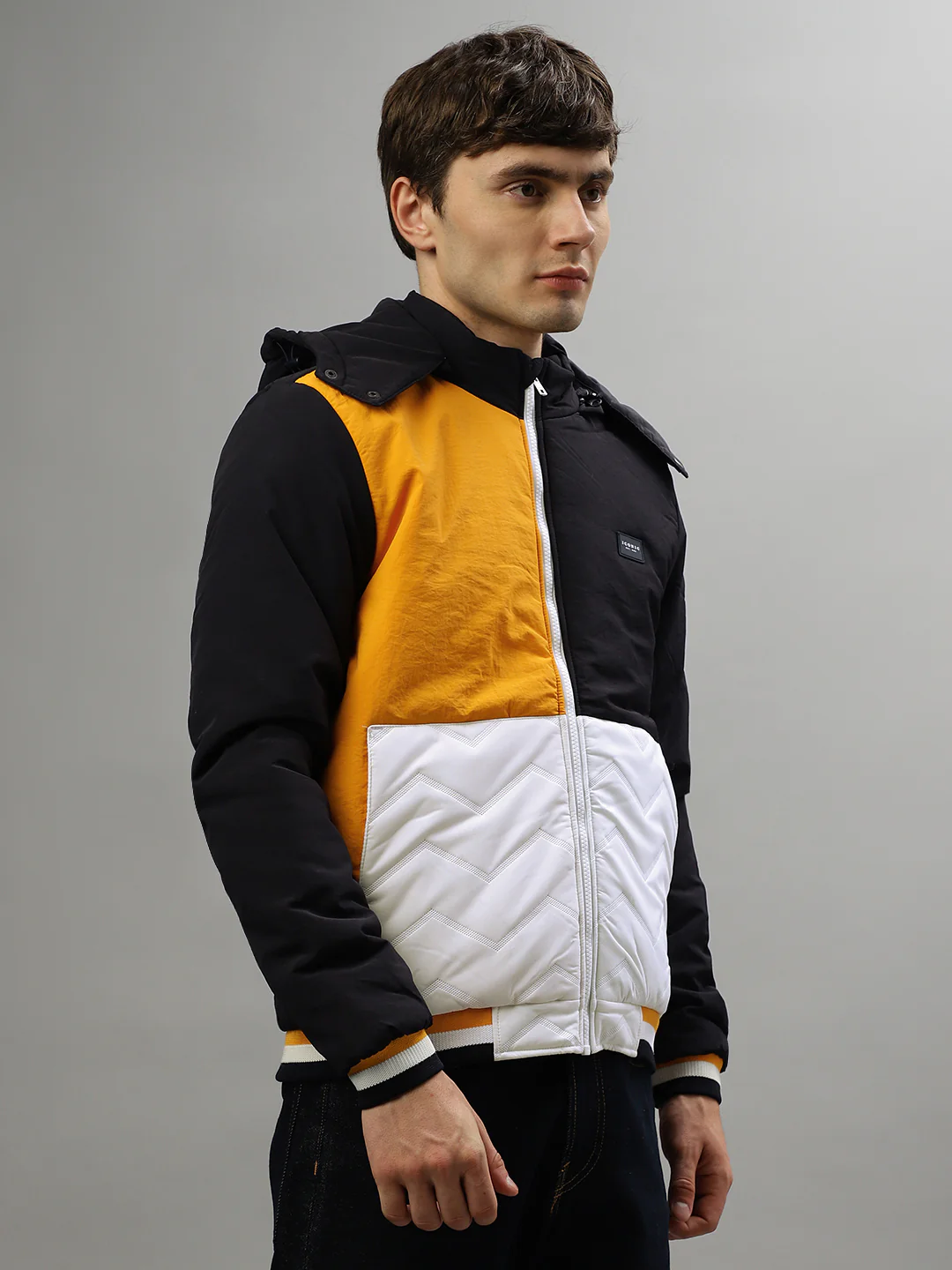 Iconic Men Blue Colorblocked Hooded Full Sleeves Jacket - Image 6