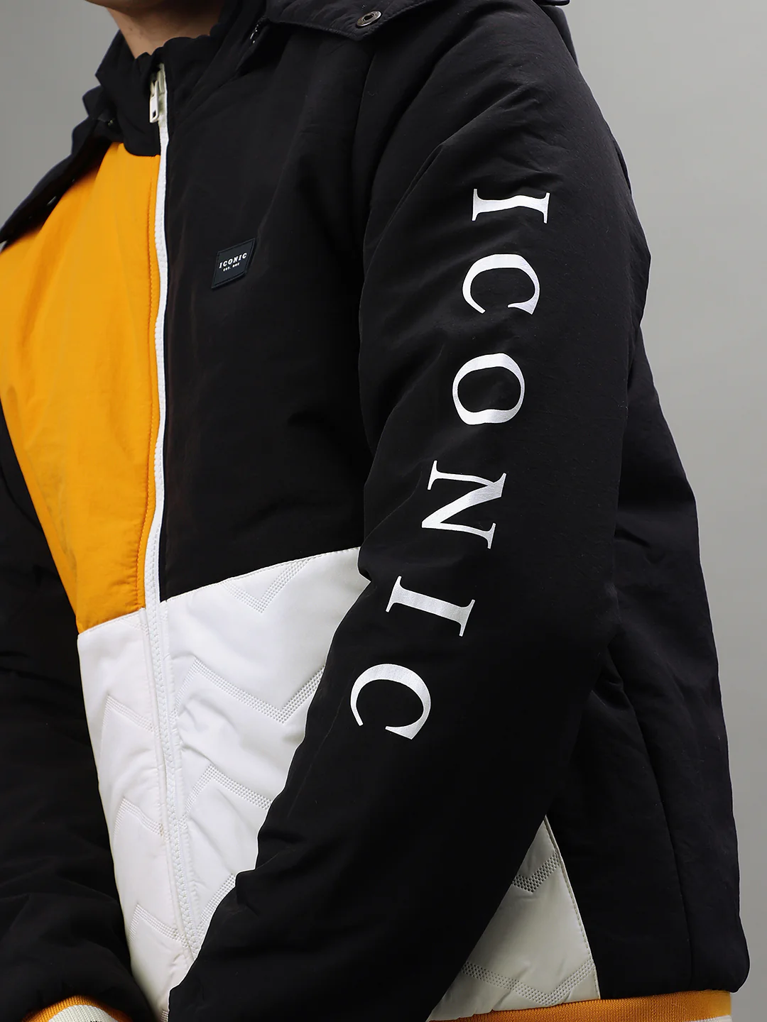Iconic Men Blue Colorblocked Hooded Full Sleeves Jacket - Image 8