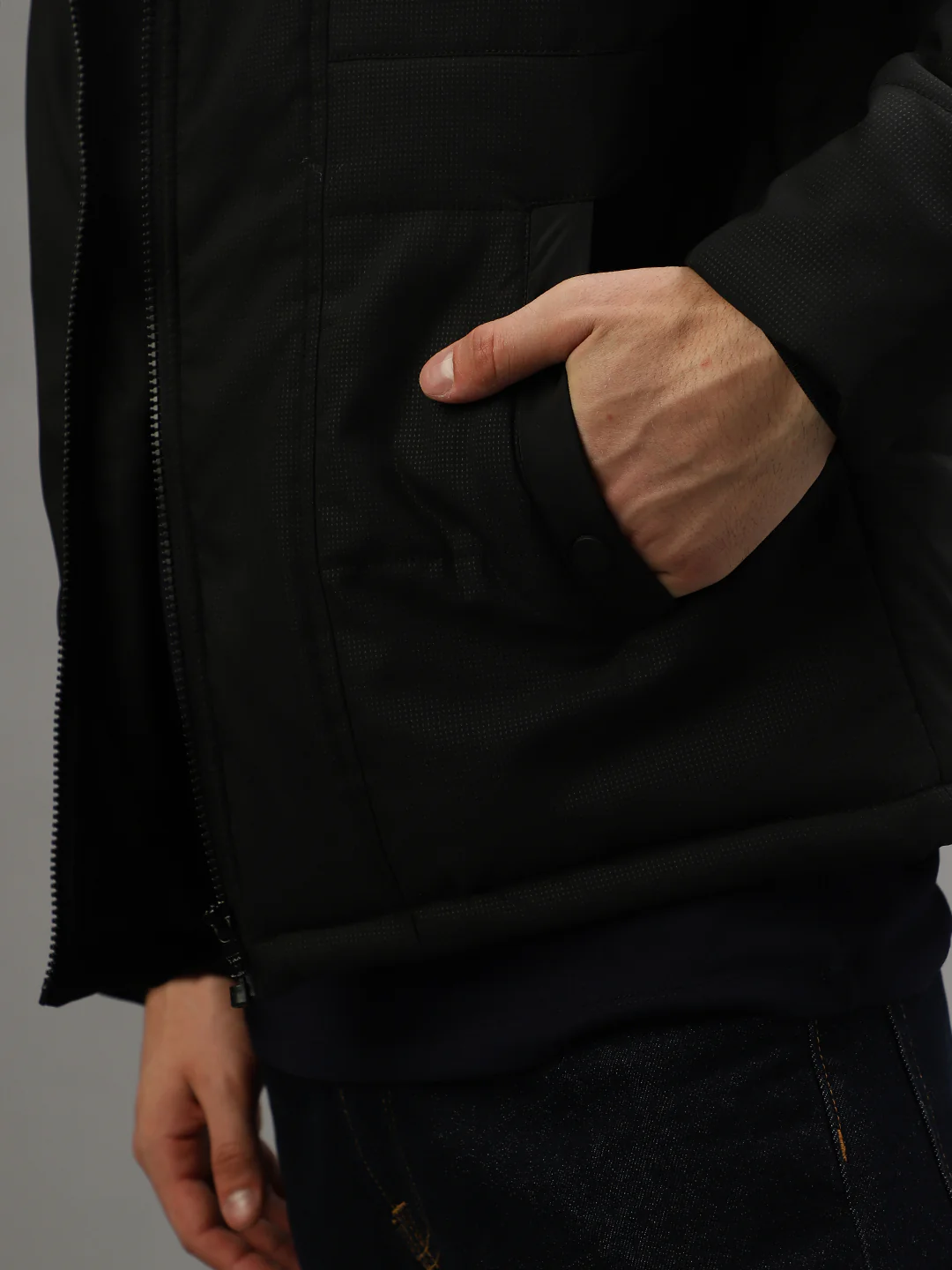 Iconic Men Solid Full Sleeves Hooded Jacket - Image 9