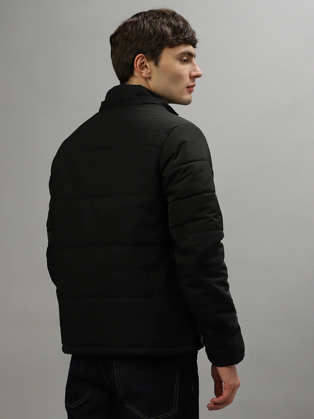 Iconic Men Black Solid Hooded Full Sleeves Jacket - Image 3