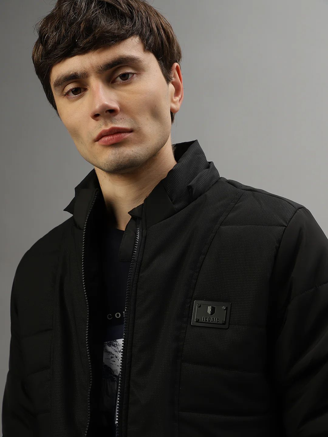 Iconic Men Black Solid Hooded Full Sleeves Jacket - Image 6