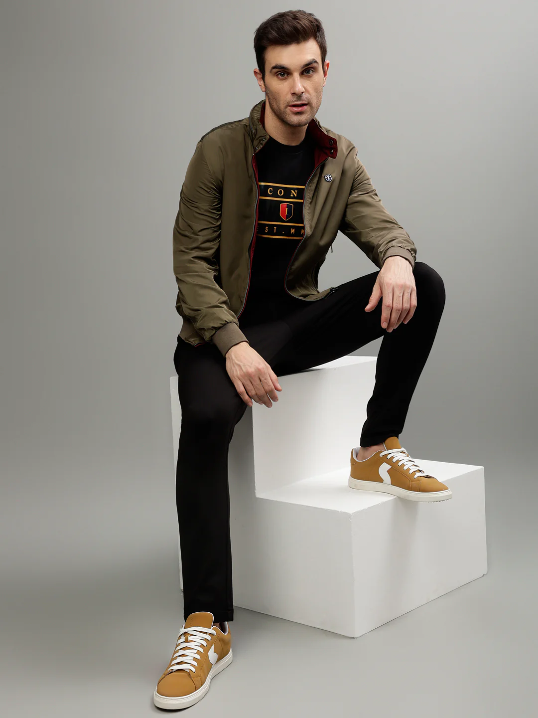 Iconic Men Solid Stand Collar Full Sleeves  Reversible Jacket - Image 11