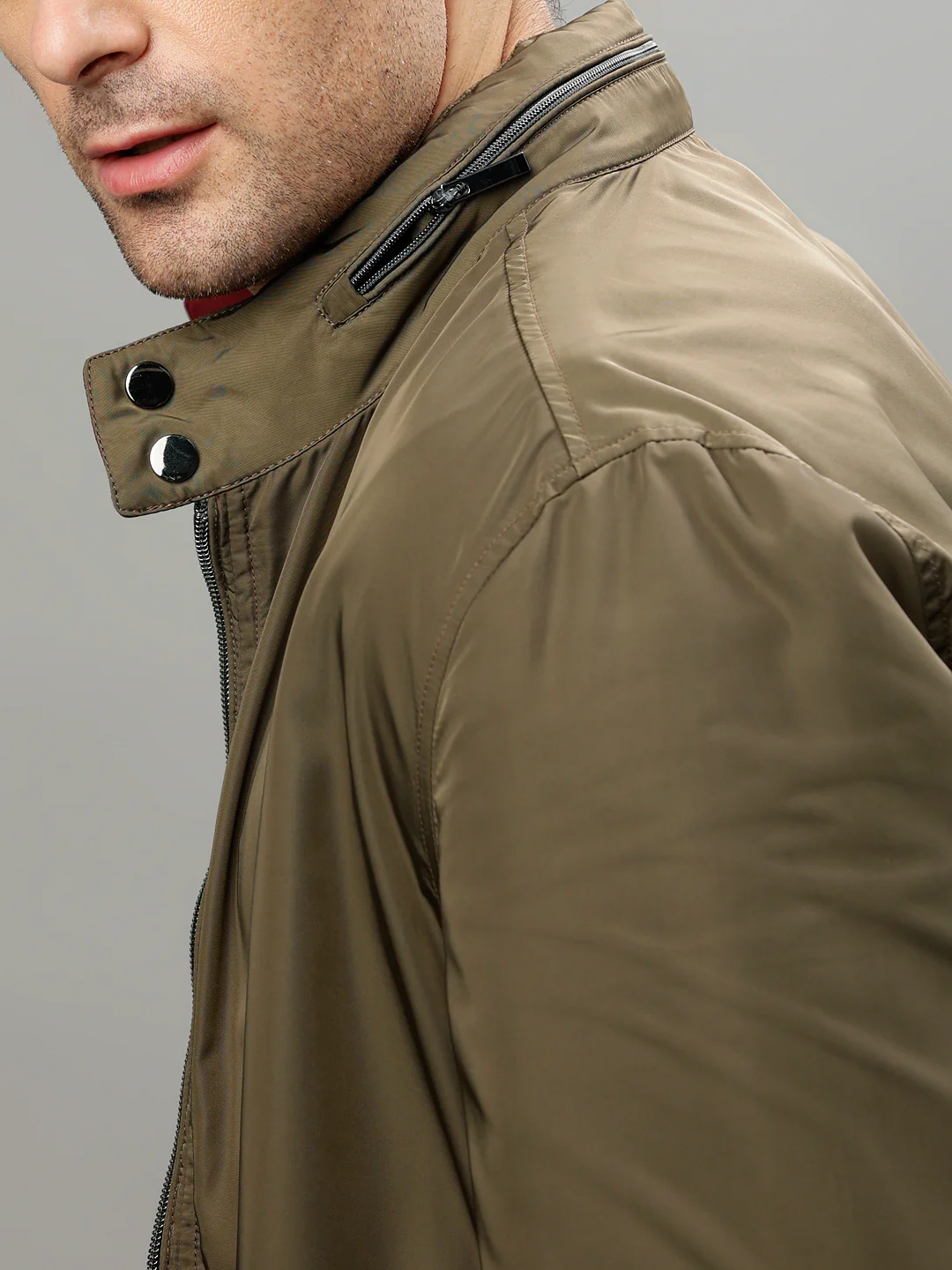 Iconic Men Solid Stand Collar Full Sleeves  Reversible Jacket - Image 3